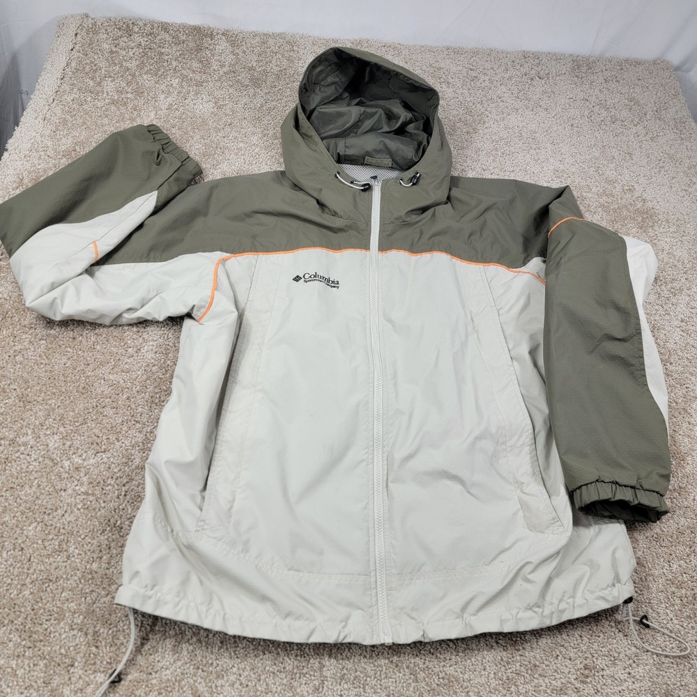 Columbia Sportswear Company Mens XL Full Zip Hooded Jacket Khaki Olive Orange